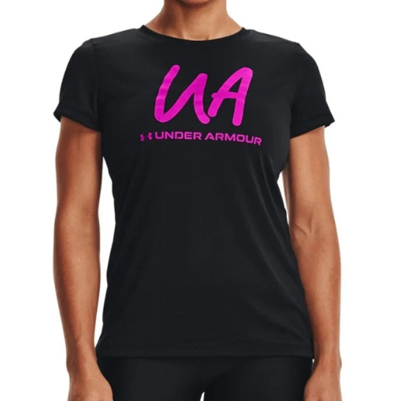 *UNDER ARMOUR, Size M, Black and Pink Heatgear t-shirt - Picture 1 of 6